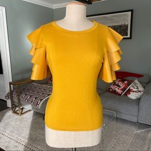 NWT Gorgeous Yellow Ruffle Sleeve Blouse